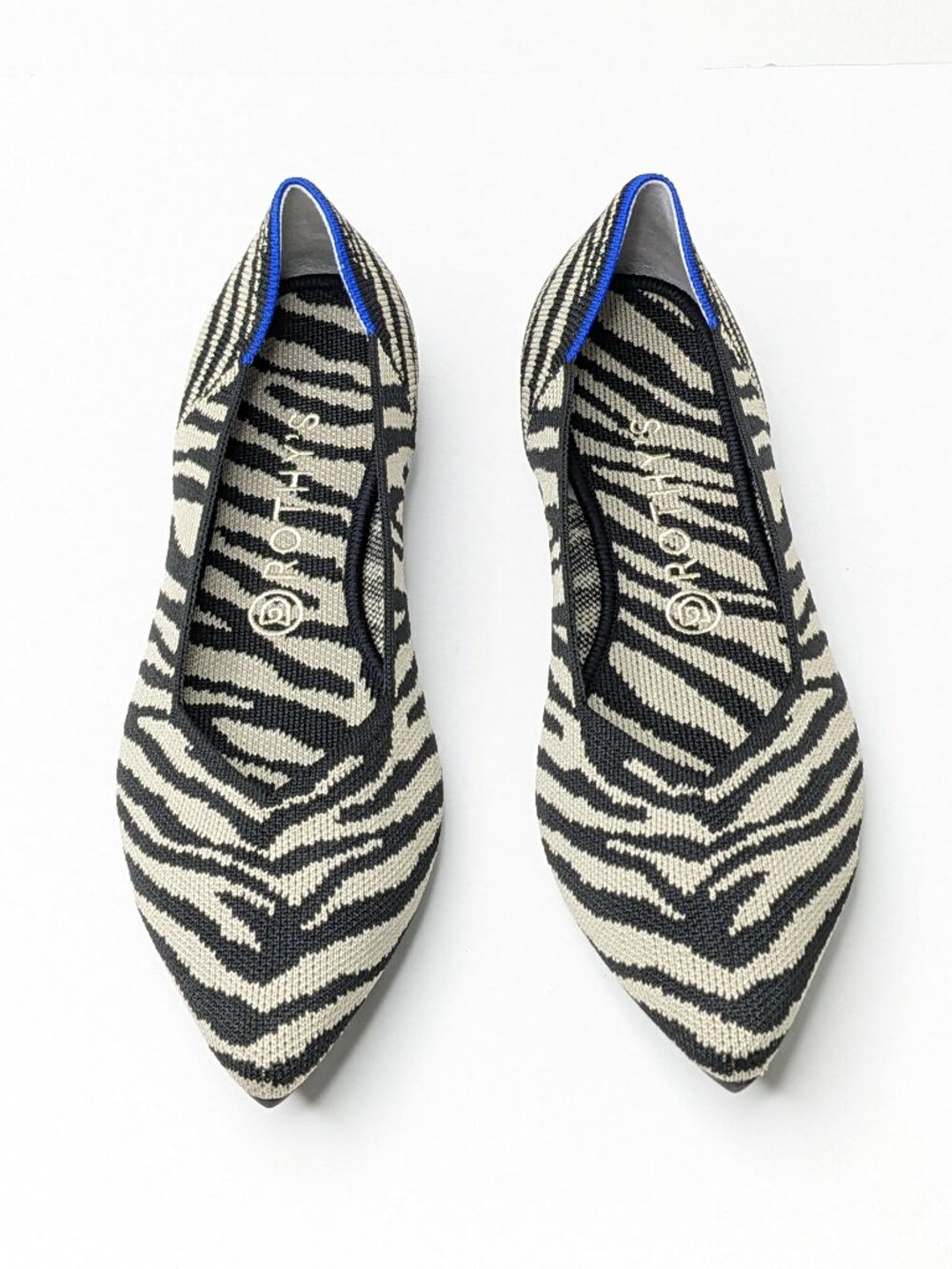 Rothy's The Point Casual Slip-On Ballet Flats Black Zebra Womens 10